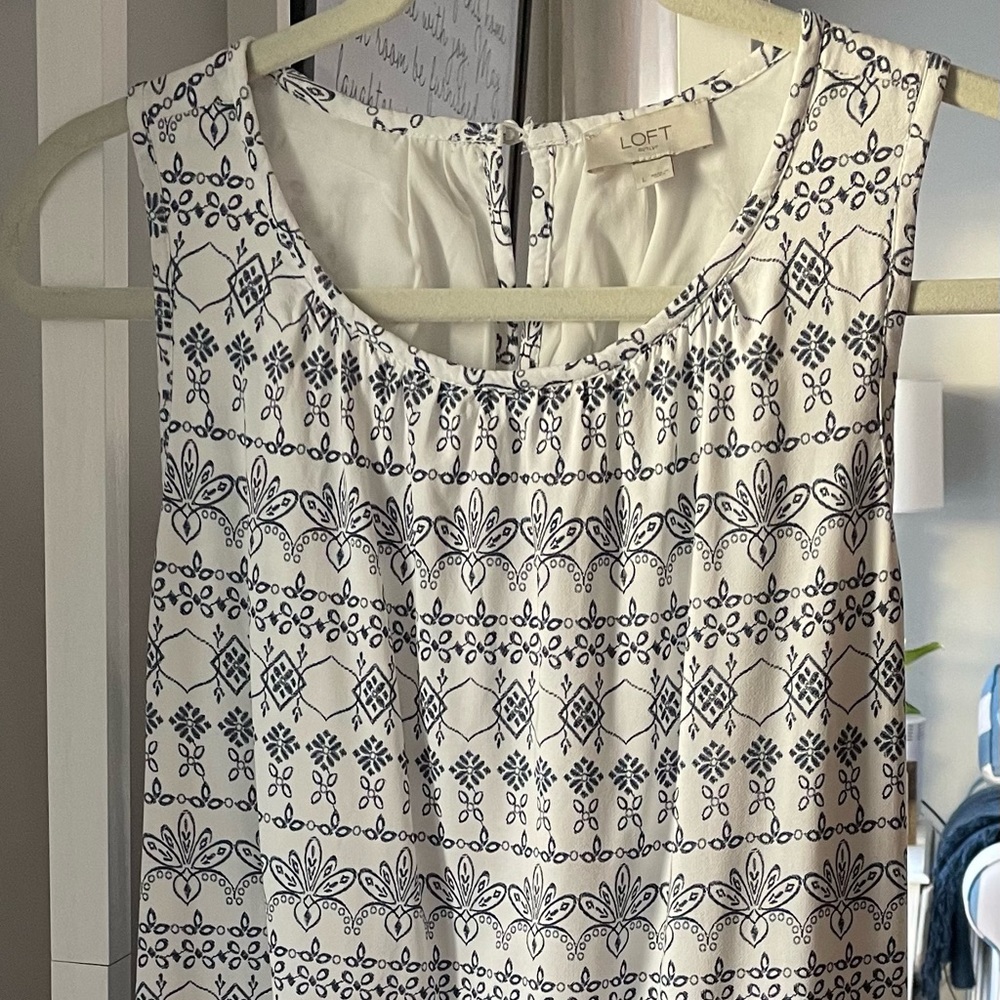 Loft Outlet Sleeveless Navy/White Dress, size L